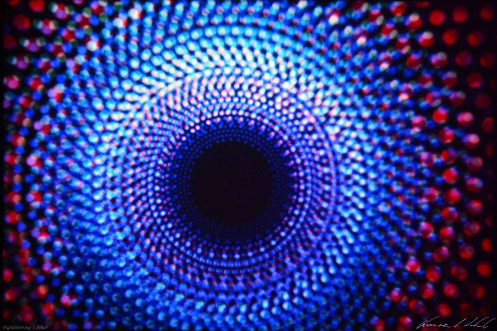 Lightshow-Dia, Lichtkunst Vincent Schab Anfang 1970er Jahre, Lichtgrafik, Lightshow, Lichtenvironments
