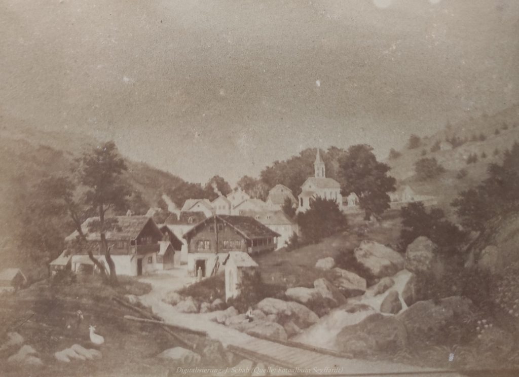Ölgemälde des Künstlers und Seidenfabrikanten Ernst Seyffardt, Pfalz - Realismus, romantischer Realismus, aus Fotoalbum der Ernst Seyffardt