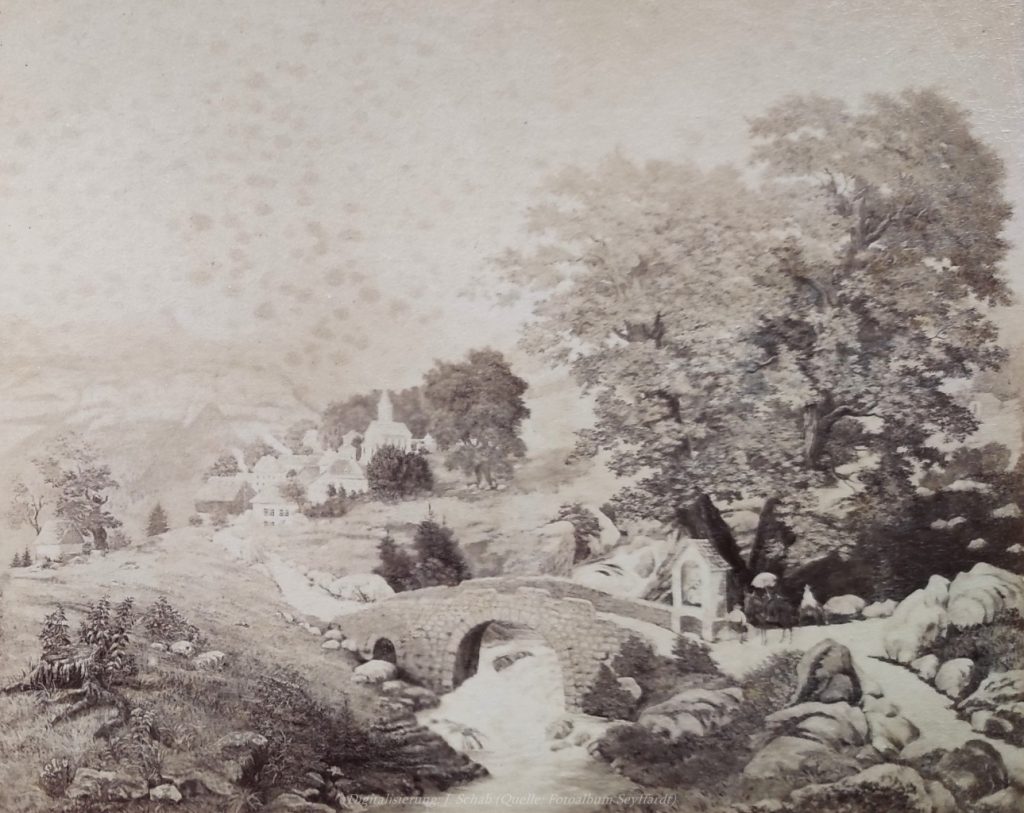 Ölgemälde des Künstlers und Seidenfabrikanten Ernst Seyffardt, Pfalz - Realismus, romantischer Realismus, aus Fotoalbum der Ernst Seyffardt