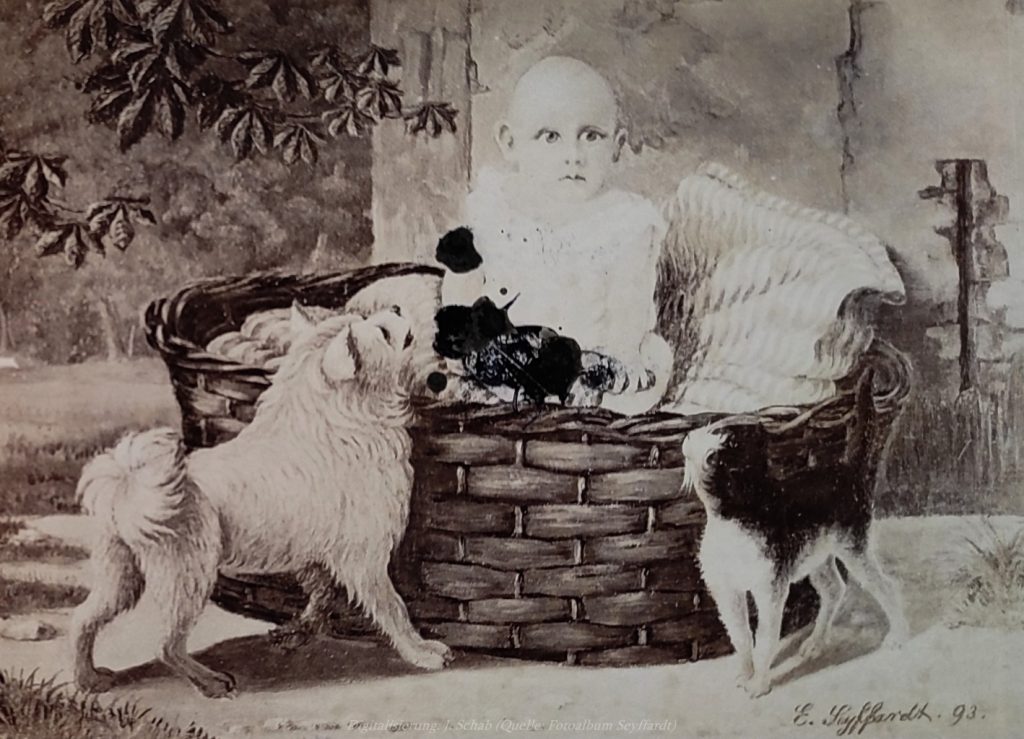 Ölgemälde des Künstlers und Seidenfabrikanten Ernst Seyffardt, Pfalz - Realismus, romantischer Realismus, aus Fotoalbum der Ernst Seyffardt