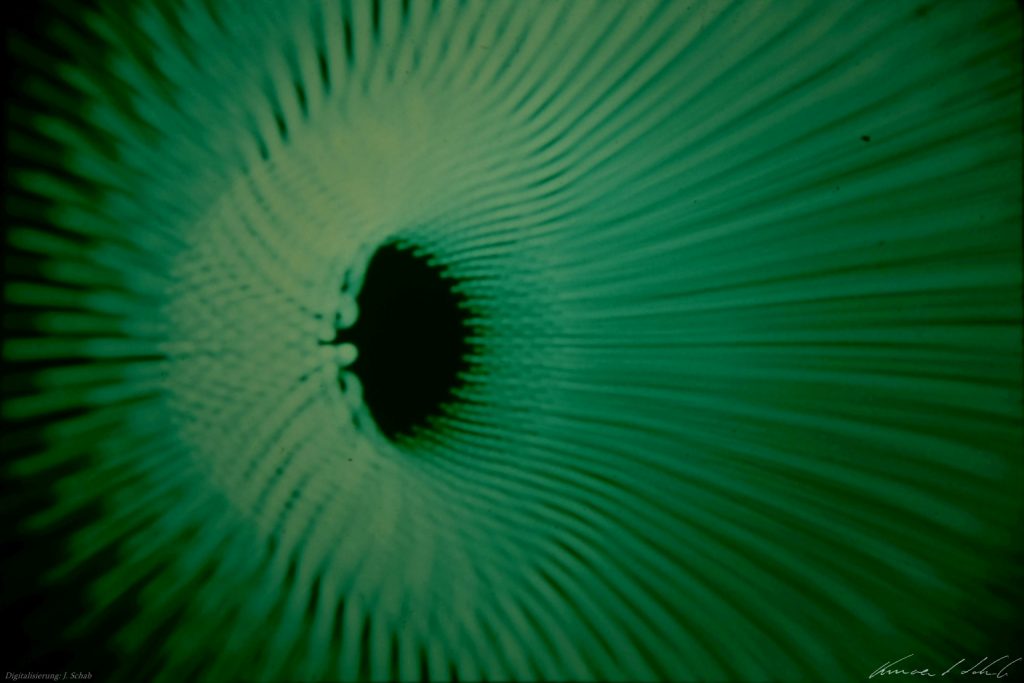 Lightshow-Dia, Lichtkunst Vincent Schab Anfang 1970er Jahre, Lichtgrafik, Lightshow, Lichtenvironments