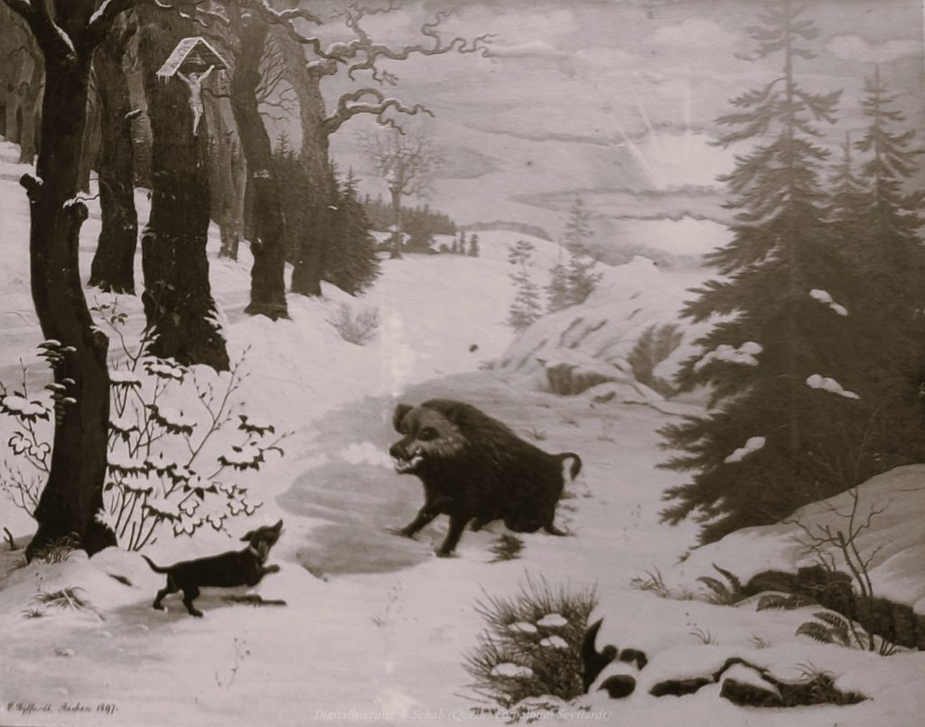 Ölgemälde des Künstlers und Seidenfabrikanten Ernst Seyffardt, Pfalz - Realismus, romantischer Realismus, aus Fotoalbum der Ernst Seyffardt