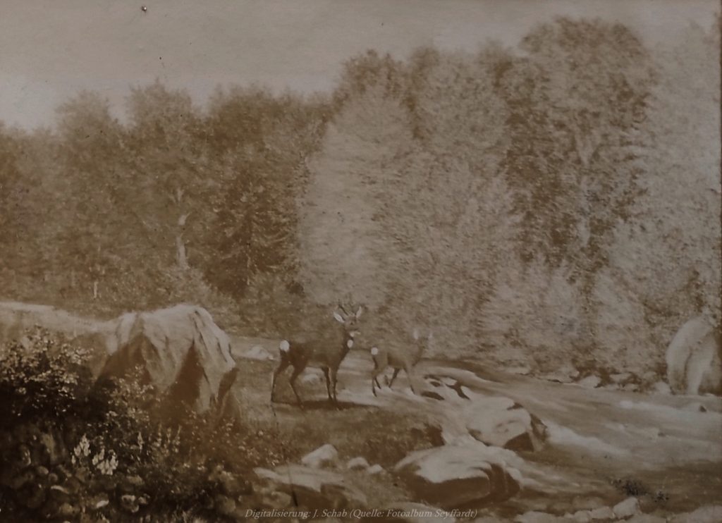 Ölgemälde des Künstlers und Seidenfabrikanten Ernst Seyffardt, Pfalz - Realismus, romantischer Realismus, aus Fotoalbum der Ernst Seyffardt