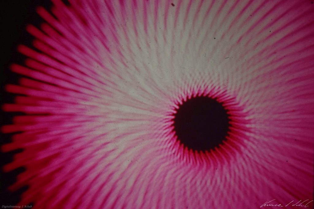 Lightshow-Dia, Lichtkunst Vincent Schab Anfang 1970er Jahre, Lichtgrafik, Lightshow, Lichtenvironments