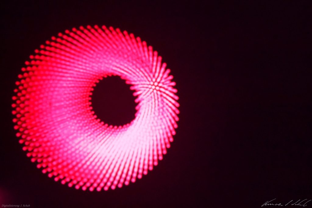 Lightshow-Dia, Lichtkunst Vincent Schab Anfang 1970er Jahre, Lichtgrafik, Lightshow, Lichtenvironments