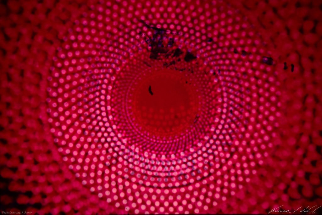 Lightshow-Dia, Lichtkunst Vincent Schab Anfang 1970er Jahre, Lichtgrafik, Lightshow, Lichtenvironments