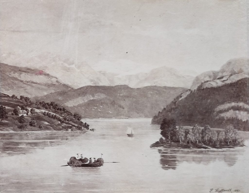 Ölgemälde des Künstlers und Seidenfabrikanten Ernst Seyffardt, Pfalz - Realismus, romantischer Realismus, aus Fotoalbum der Ernst Seyffardt