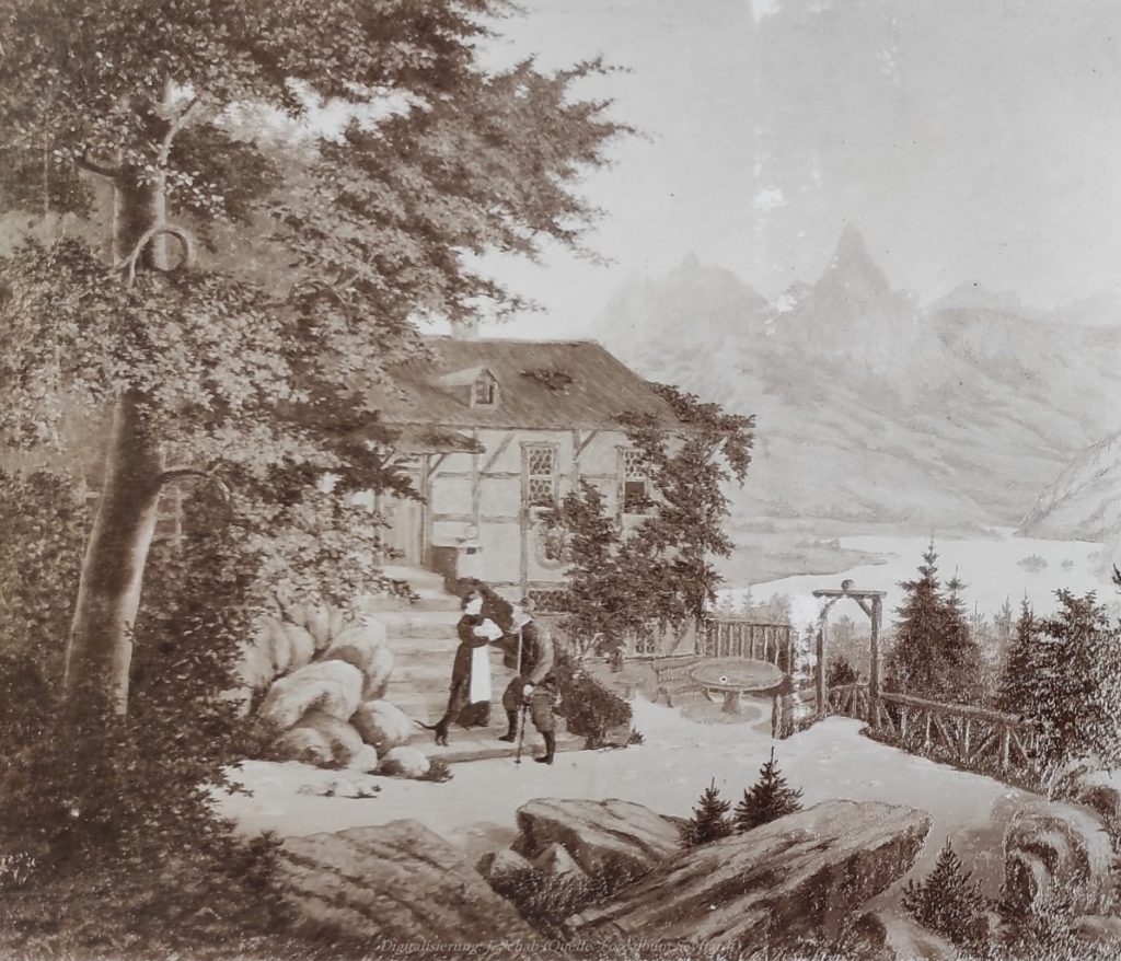 Ölgemälde des Künstlers und Seidenfabrikanten Ernst Seyffardt, Pfalz - Realismus, romantischer Realismus, aus Fotoalbum der Ernst Seyffardt