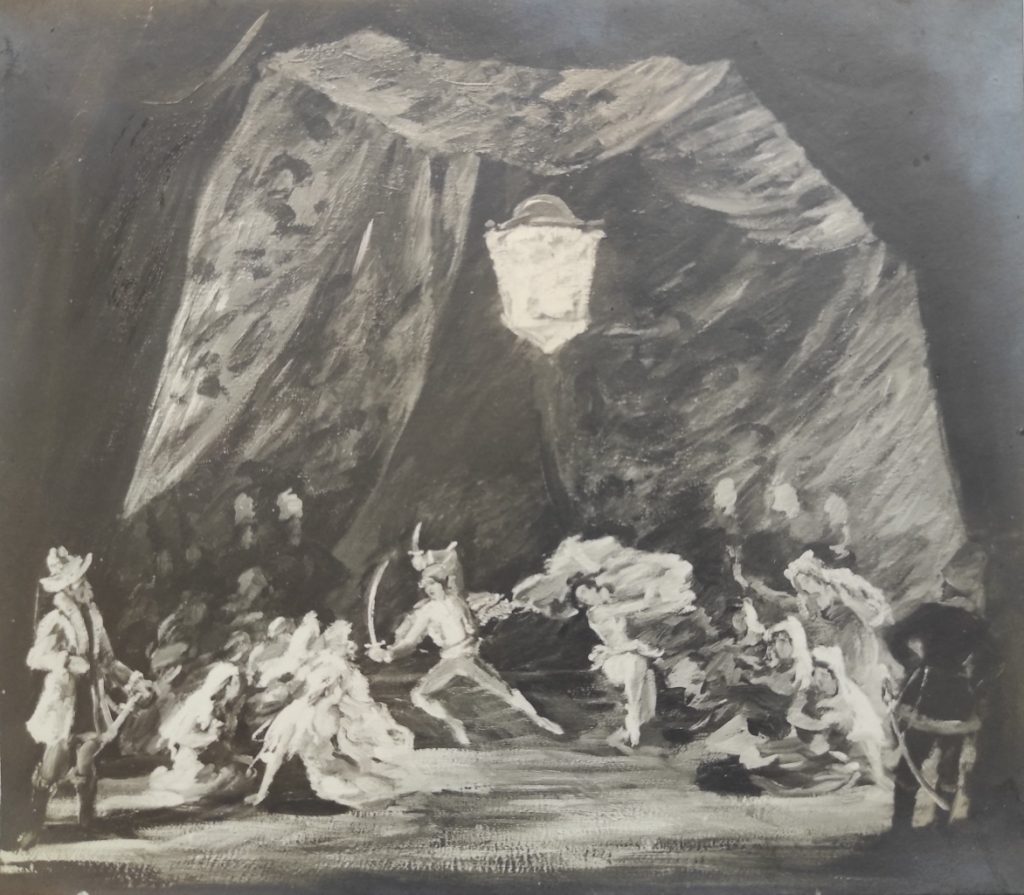 Ölgemälde - Theaterszene München, Fotos in schwarz-weiß - Expressionismus - Künstler Prof. Richard Mund
