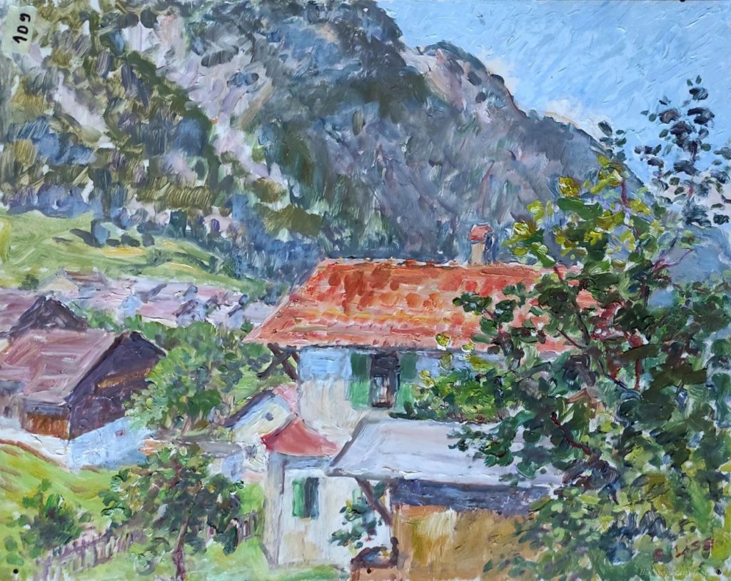 Familienhaus - Künstlervilla von Buttlar in Grins Tirol - Ölgemälde -Künstlerin Barbara Lise: Elisabeth Schab