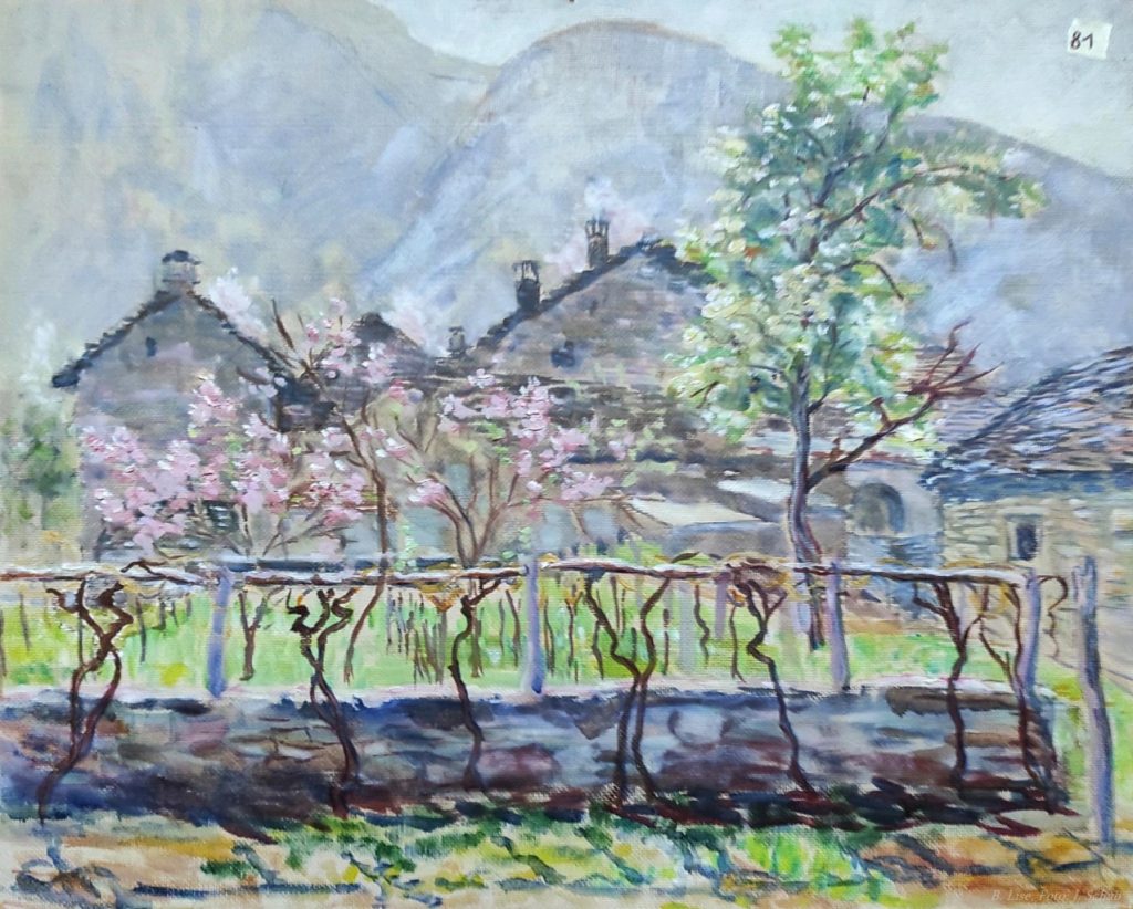 Landschaft mit Reben- Ölgemälde -Künstlerin Barbara Lise: Elisabeth Schab- Spätimpressionismus